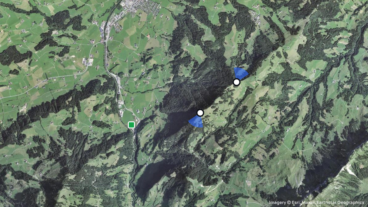 Satellitenkarte von Farneren mit Start- und Landeplätzen