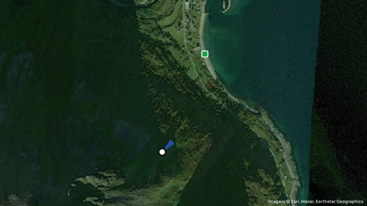 Satellite map of Oldervik with its launches and landings