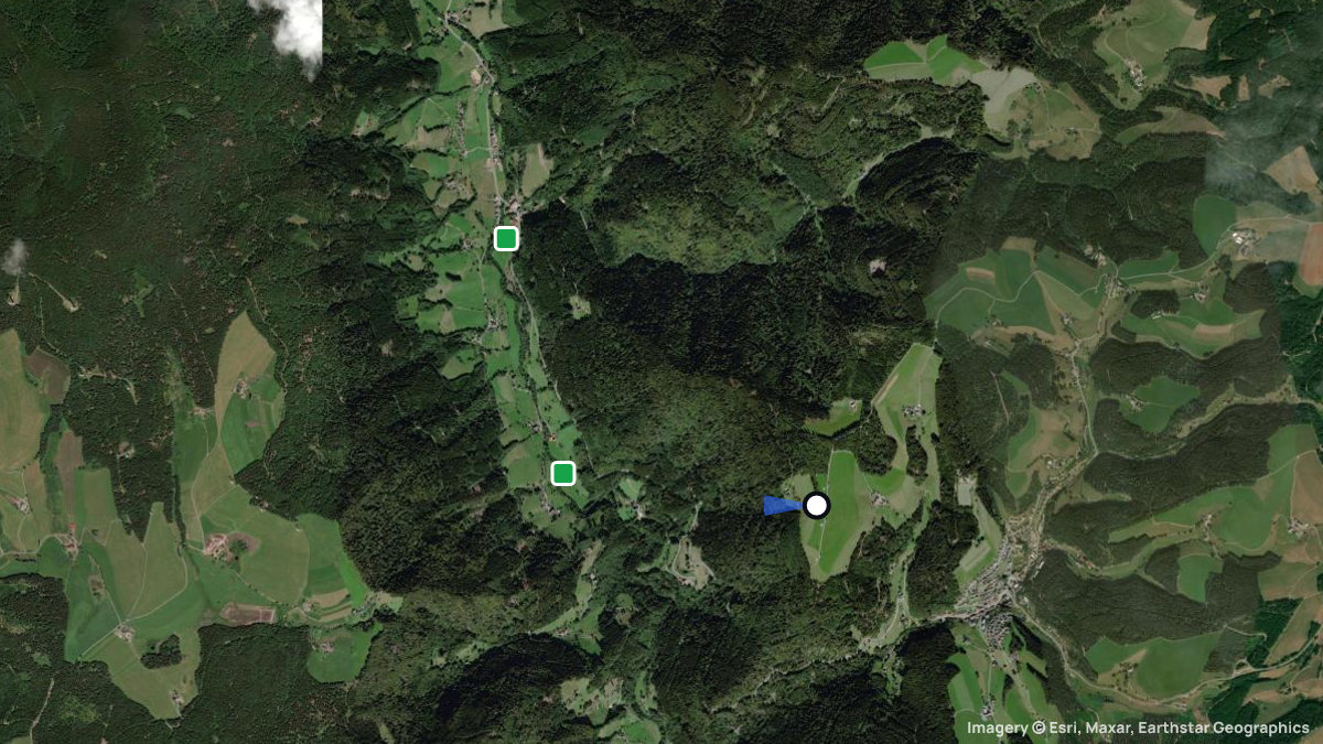 Satellitenkarte von Hintereck mit Start- und Landeplätzen