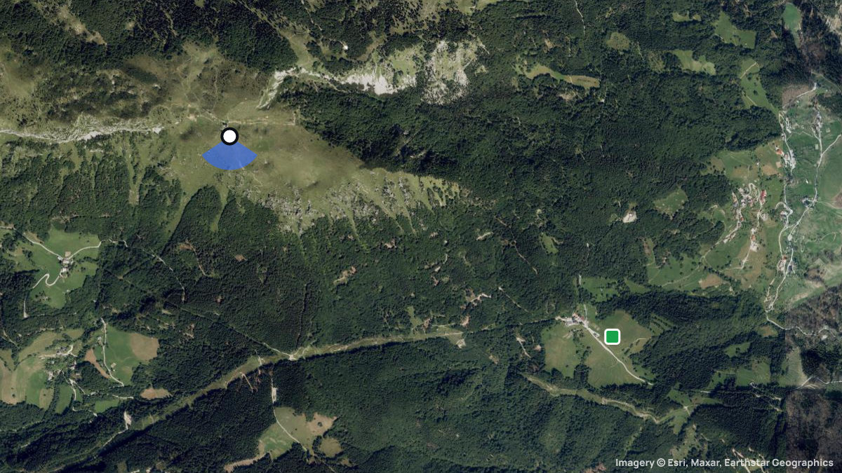 Satellite map of Ratitovec with its launches and landings