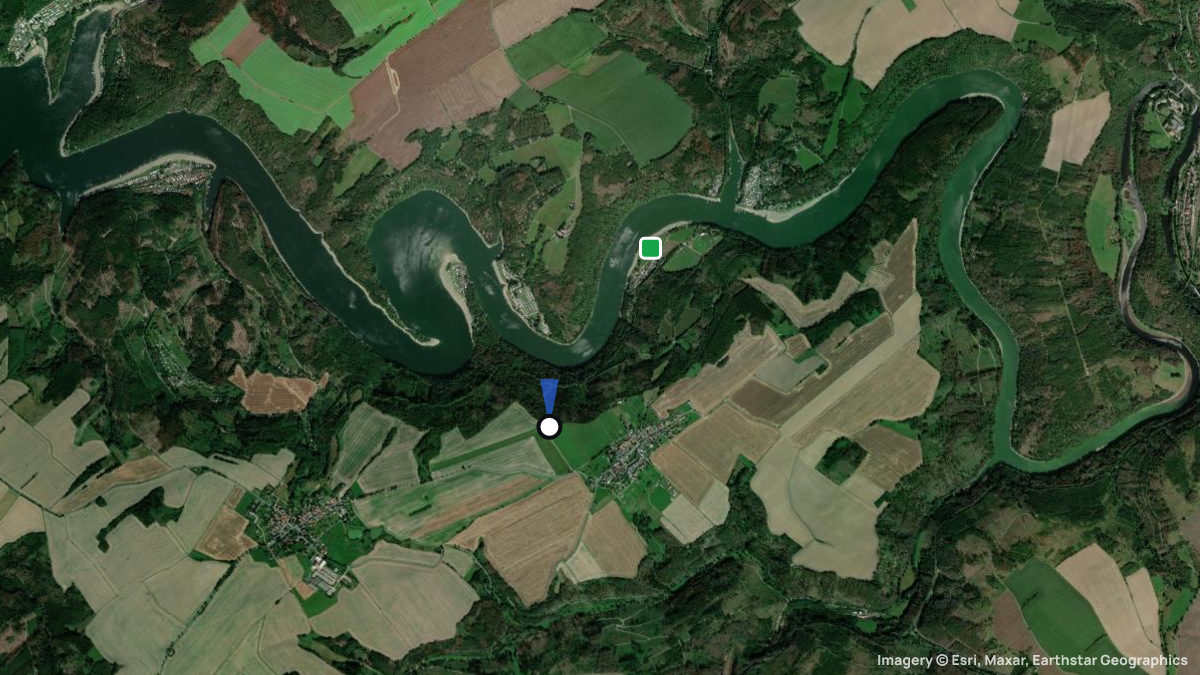 Satellitenkarte von Altenbeuthen Stausee mit Start- und Landeplätzen