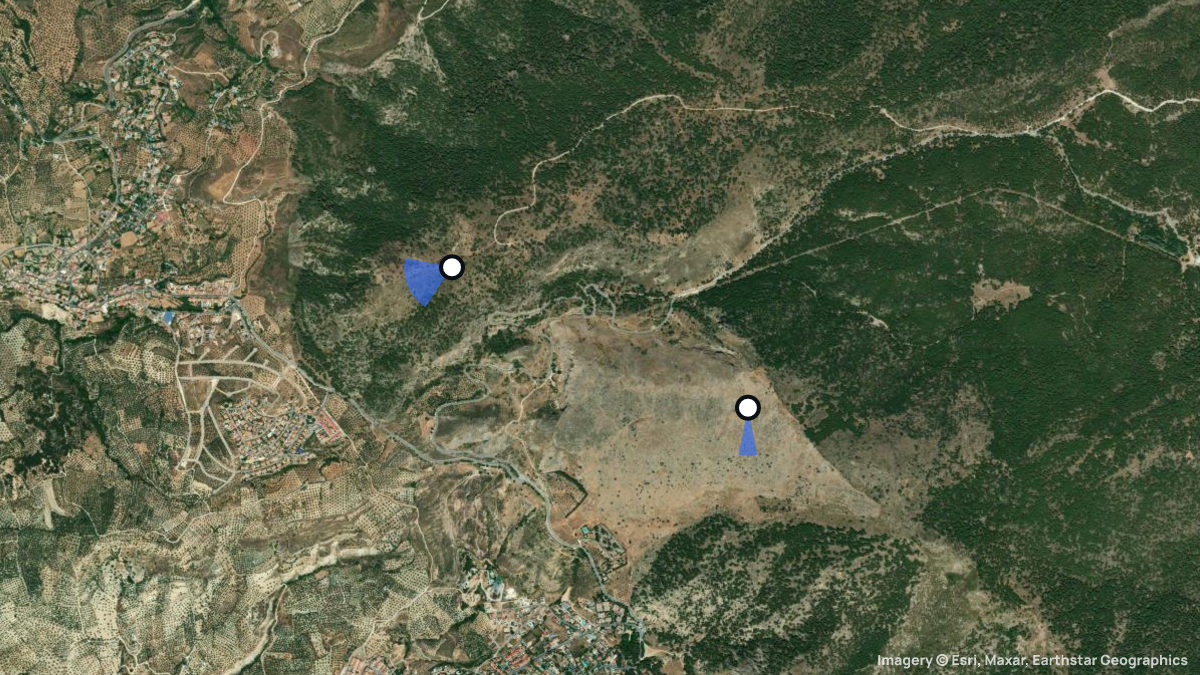 Satellite map of Alfacar with its launches and landings