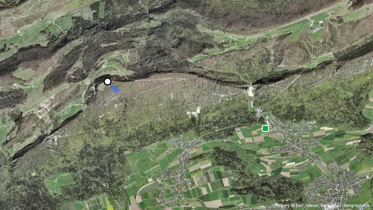 Satellitenkarte von Hasenmatt Startplatz mit Start- und Landeplätzen