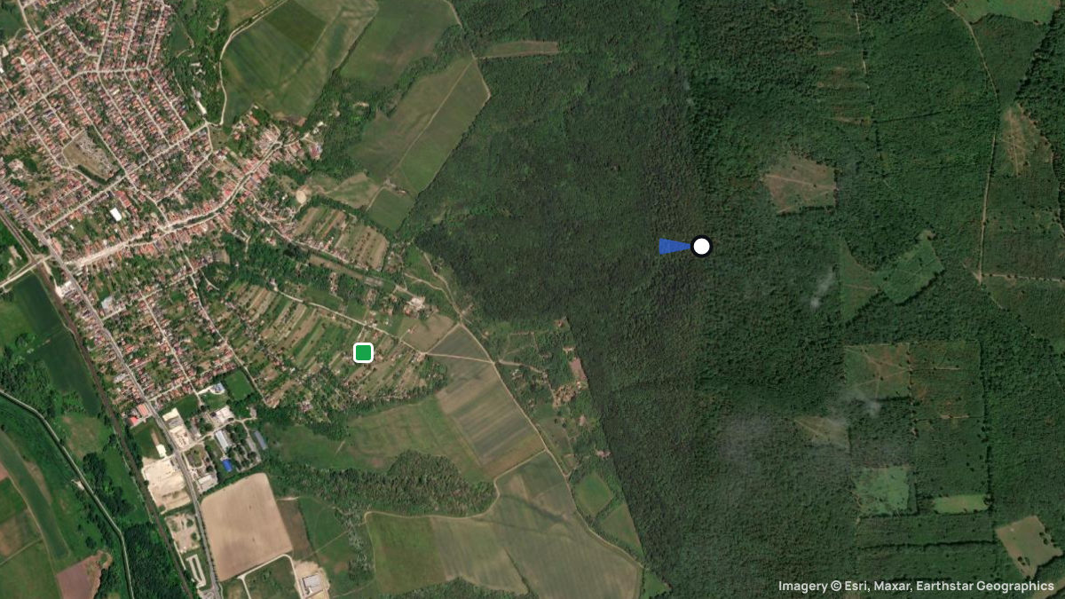 Satellite map of Vertesszölös with its launches and landings