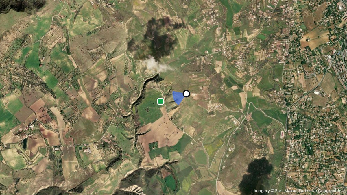 Satellite map of Piano Palmatico with its launches and landings