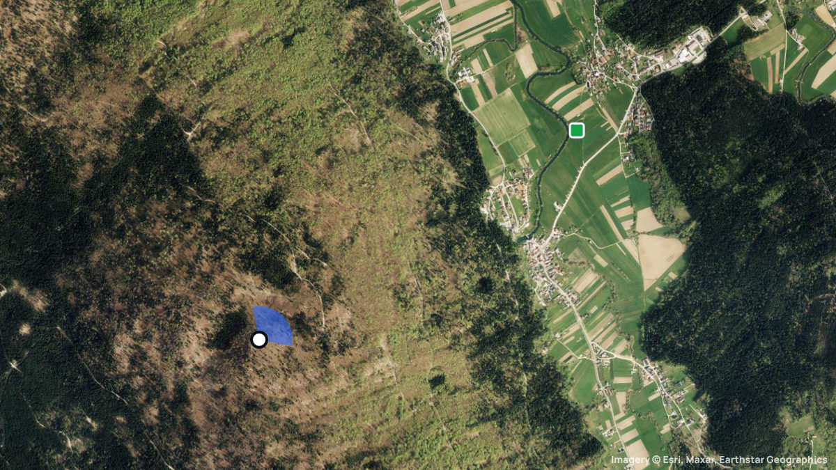 Satellitenkarte von Pogorelec mit Start- und Landeplätzen
