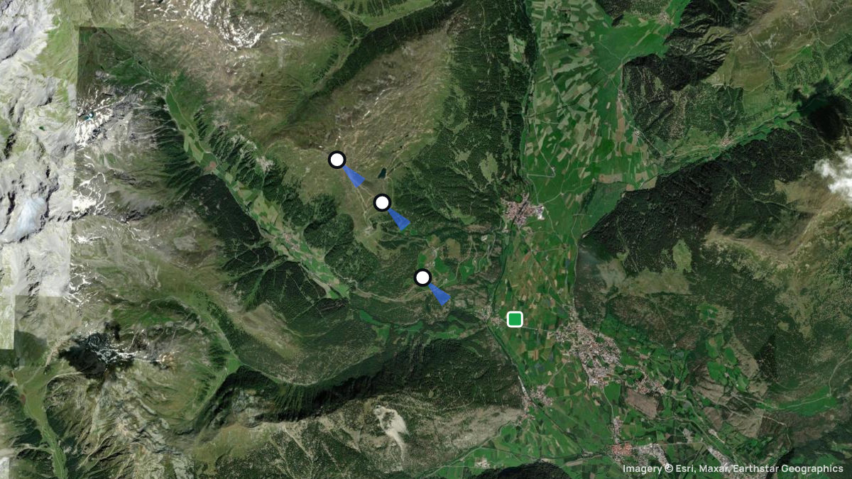 Satellitenkarte von Watles mit Start- und Landeplätzen