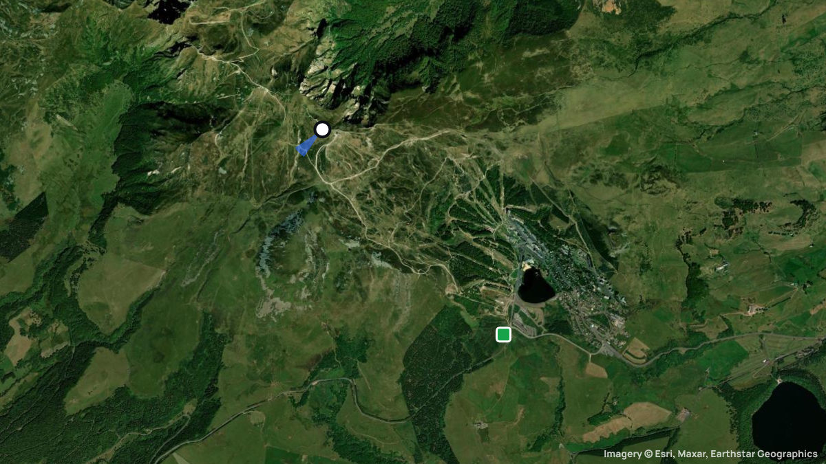 Satellite map of Puy de la Perdix with its launches and landings