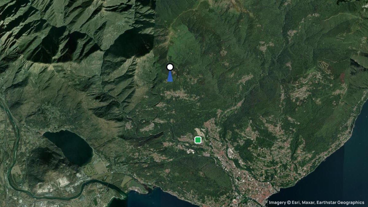 Satellite map of Alpe Cavalotti with its launches and landings