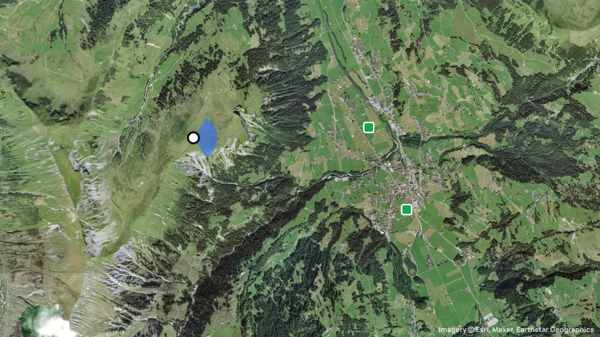 Satellite map of Flöschhorn with its launches and landings