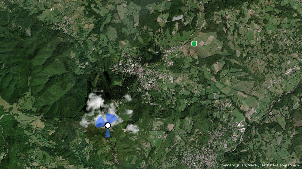 Satellite map of Sestola with its launches and landings