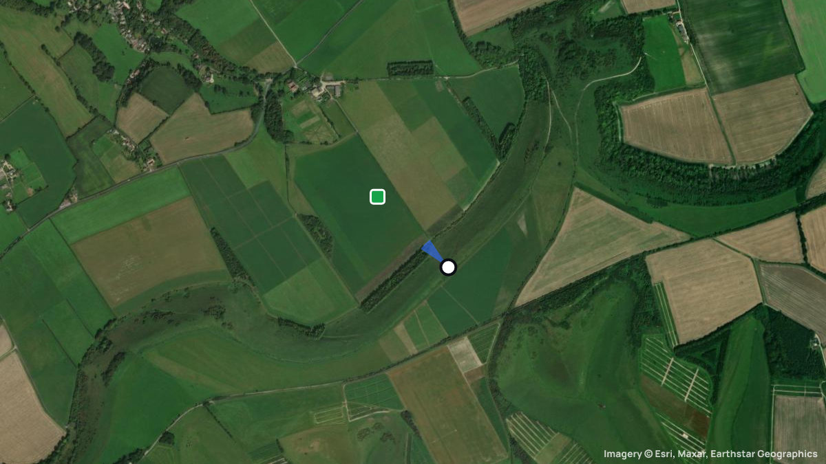 Satellitenkarte von Swallowcliffe Down mit Start- und Landeplätzen