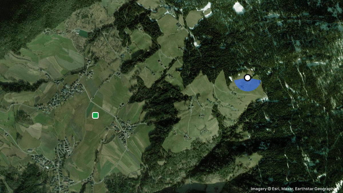 Satellite map of Rodeneck with its launches and landings