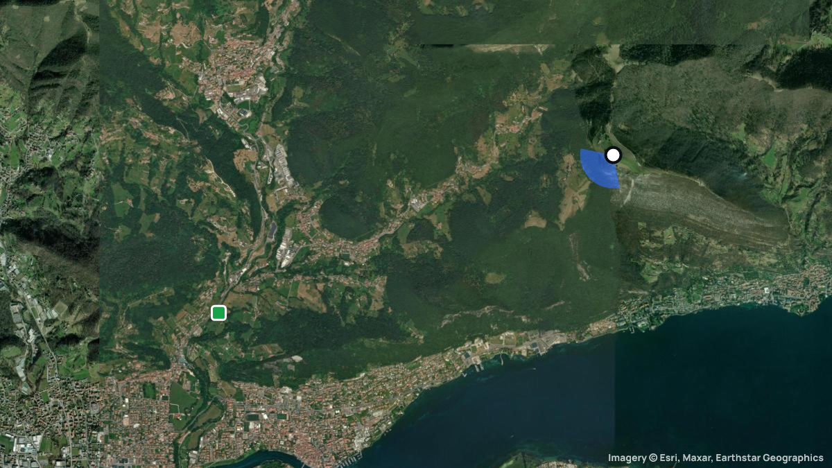 Satellite map of Monte Bronzone with its launches and landings