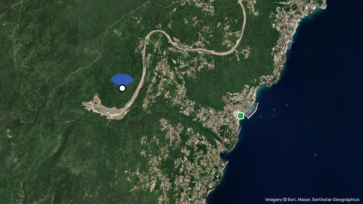 Satellite map of Pecnik with its launches and landings