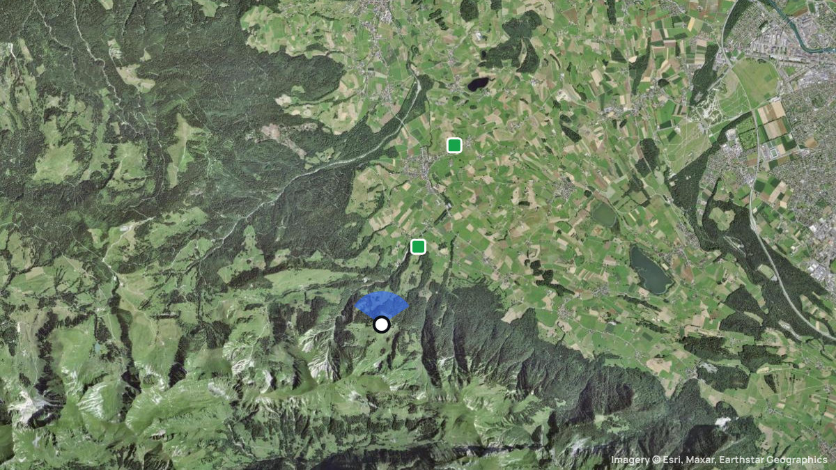 Satellitenkarte von Mentschelenalp mit Start- und Landeplätzen