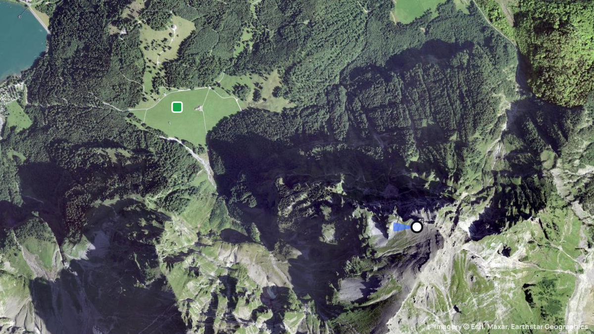 Satellitenkarte von Vorder Glärnisch mit Start- und Landeplätzen
