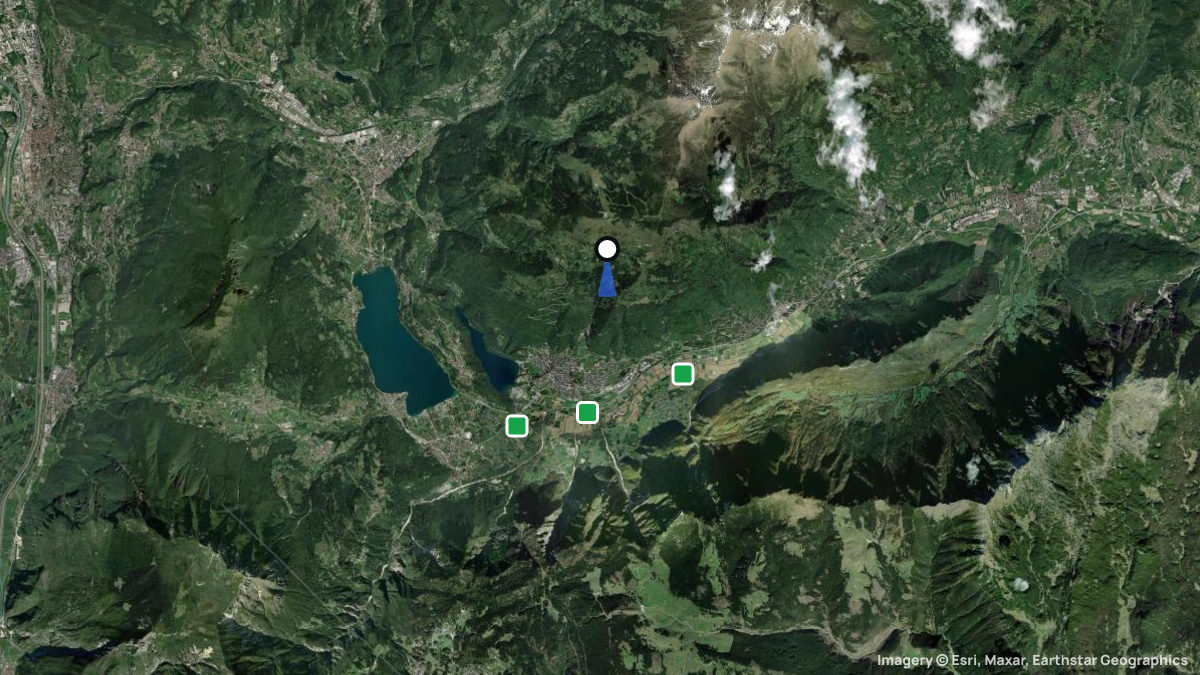 Satellitenkarte von Monte Panarotta mit Start- und Landeplätzen