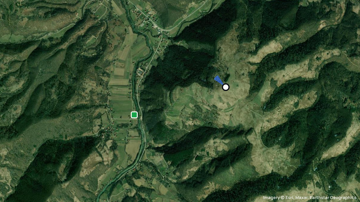 Satellitenkarte von Borci mit Start- und Landeplätzen