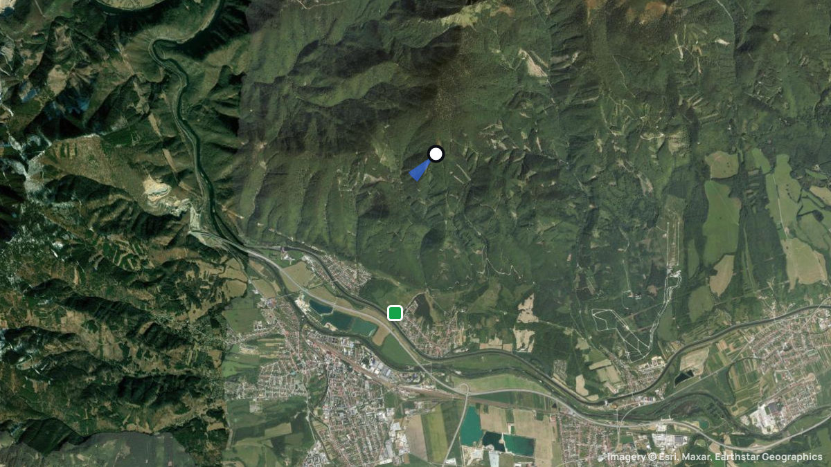 Satellitenkarte von Klacianskya Magura mit Start- und Landeplätzen