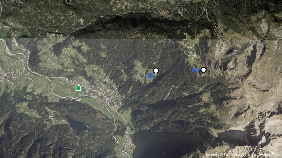 Satellitenkarte von Hochoetz mit Start- und Landeplätzen