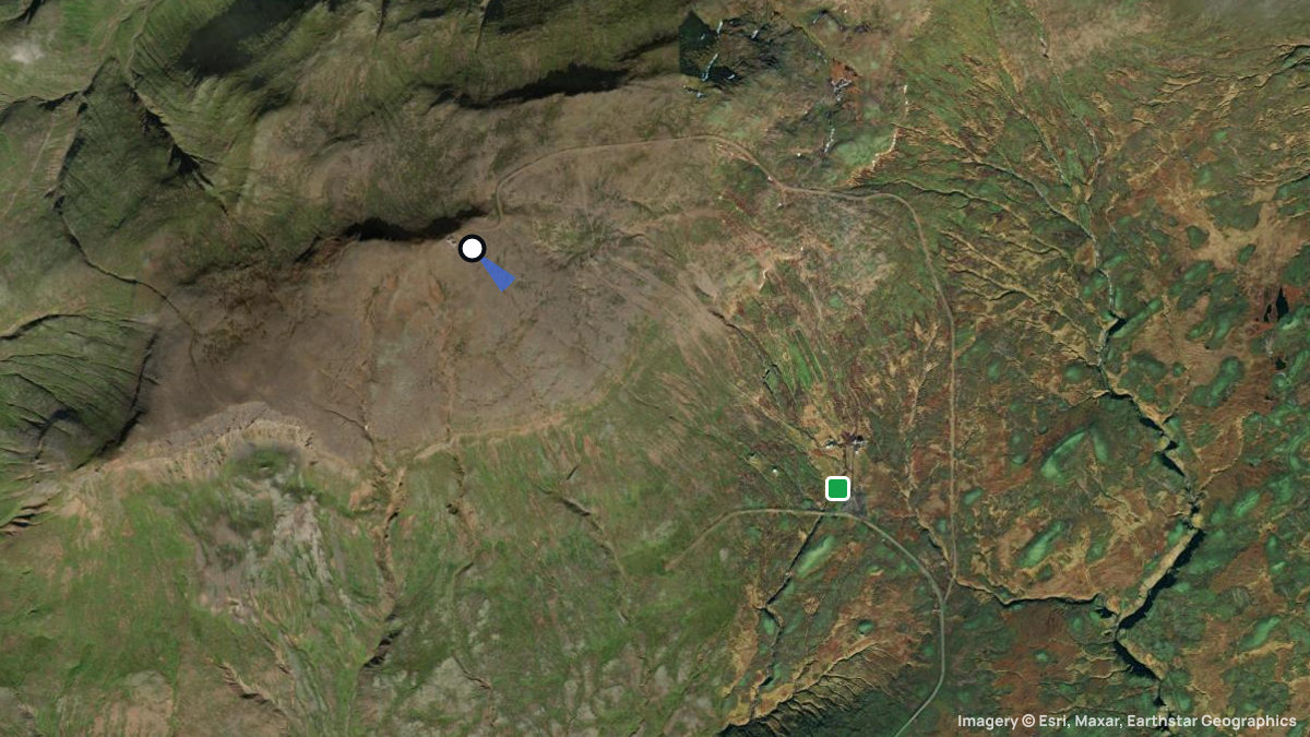 Satellitenkarte von Skalafell mit Start- und Landeplätzen