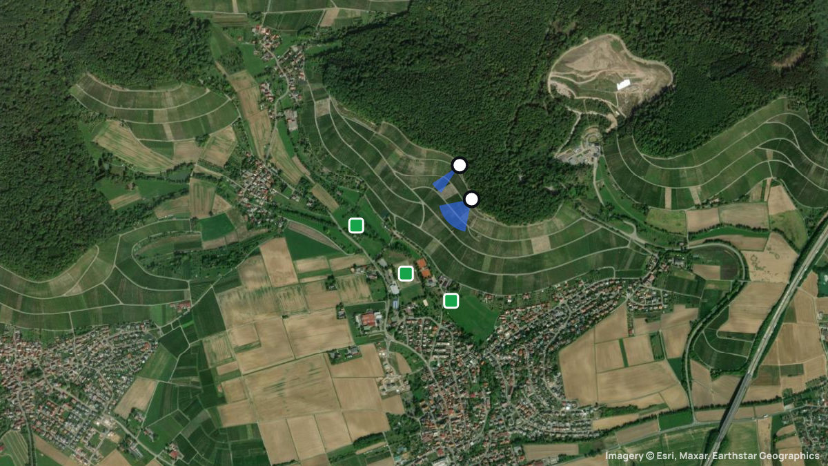 Satellite map of Eberfirst with its launches and landings