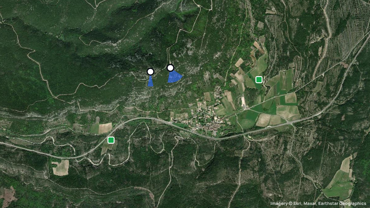 Satellite map of Mont Bouquet Süd with its launches and landings