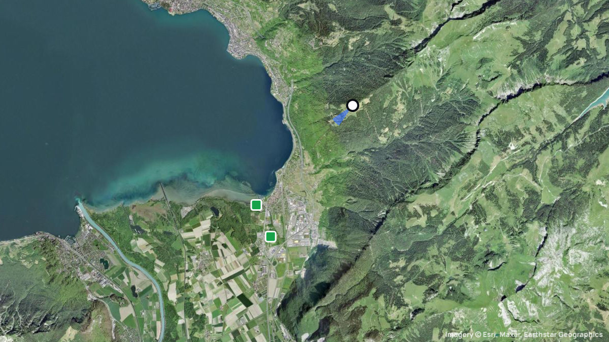 Satellitenkarte von Sonchaux mit Start- und Landeplätzen