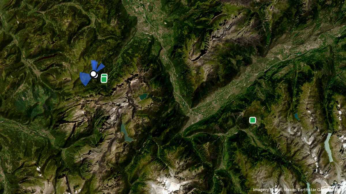 Satellite map of Planachaux with its launches and landings
