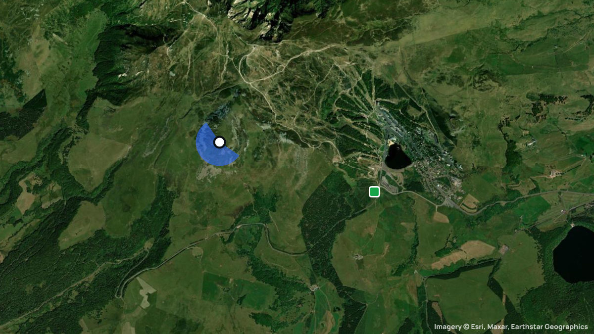 Satellite map of Puy de Paillarent with its launches and landings