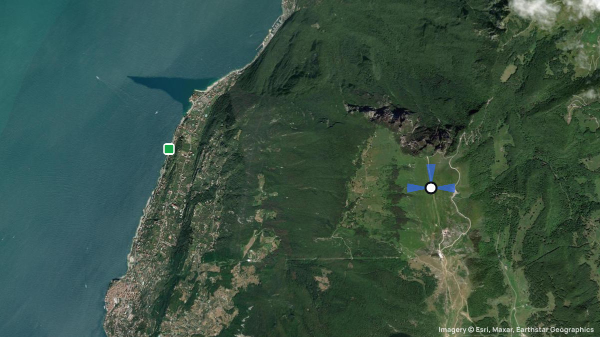 Satellite map of Monte Baldo with its launches and landings