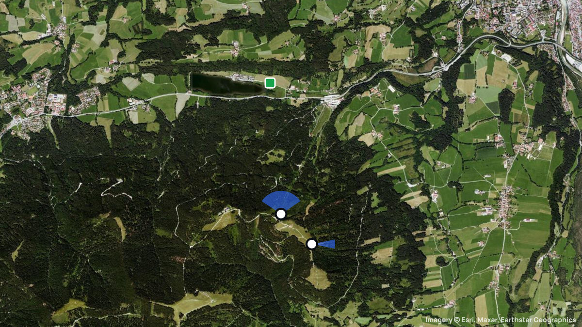 Satellitenkarte von Blomberg mit Start- und Landeplätzen