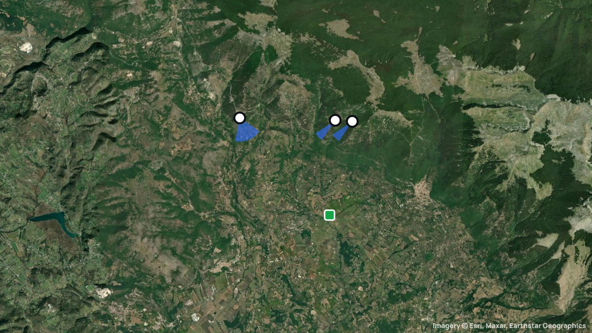 Satellite map of San Donato with its launches and landings