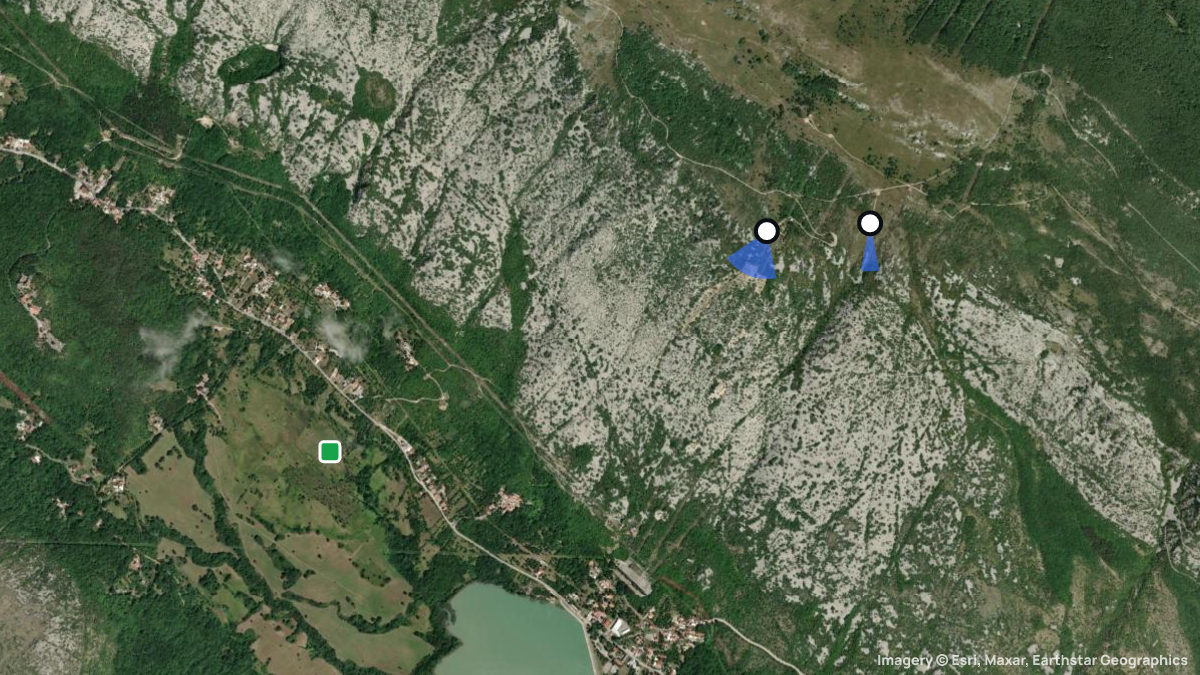 Satellite map of Tribalj with its launches and landings