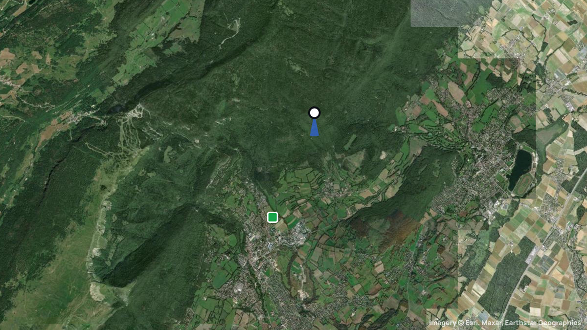 Satellitenkarte von La Vesanciere mit Start- und Landeplätzen