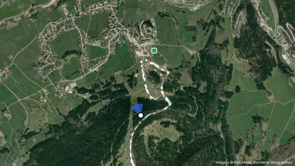 Satellite map of Metabief with its launches and landings