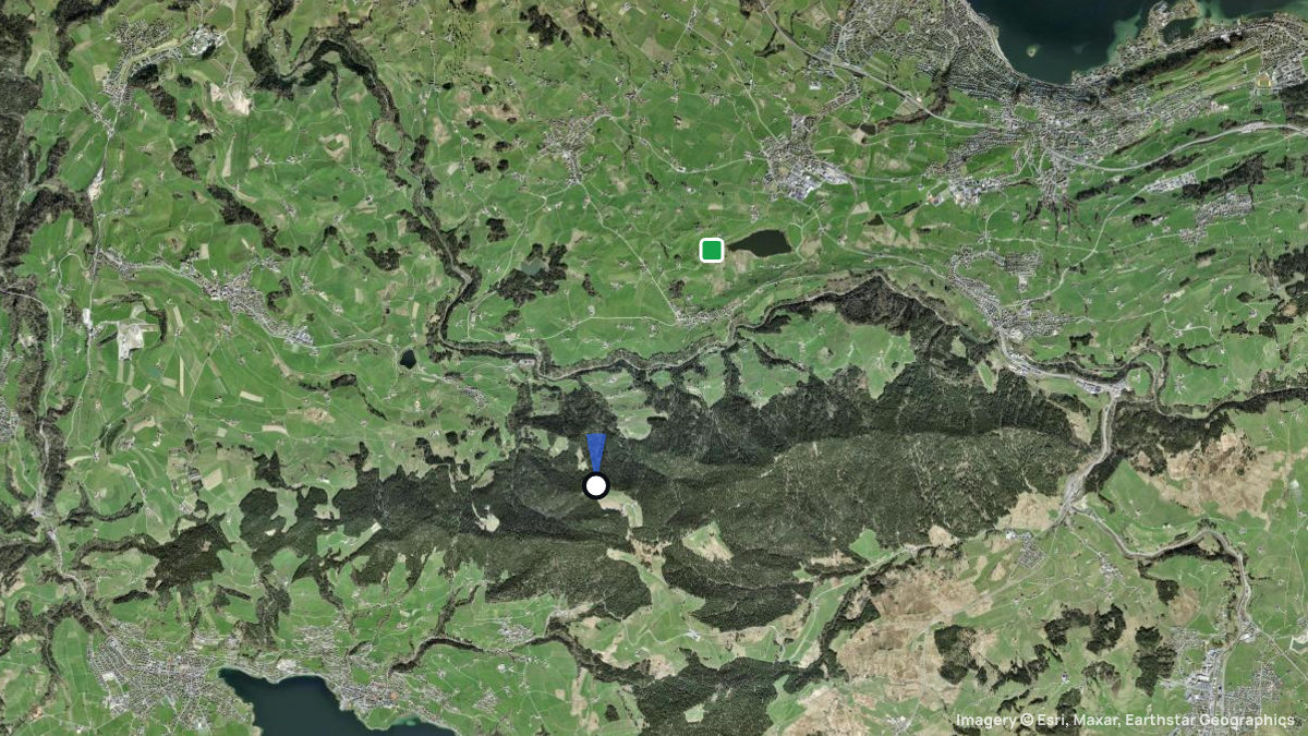 Satellitenkarte von Gottschalkenberg mit Start- und Landeplätzen