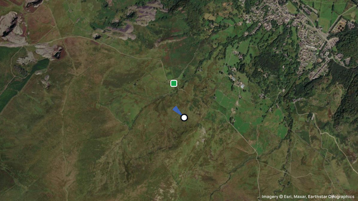 Satellitenkarte von Moel Eilio NW mit Start- und Landeplätzen