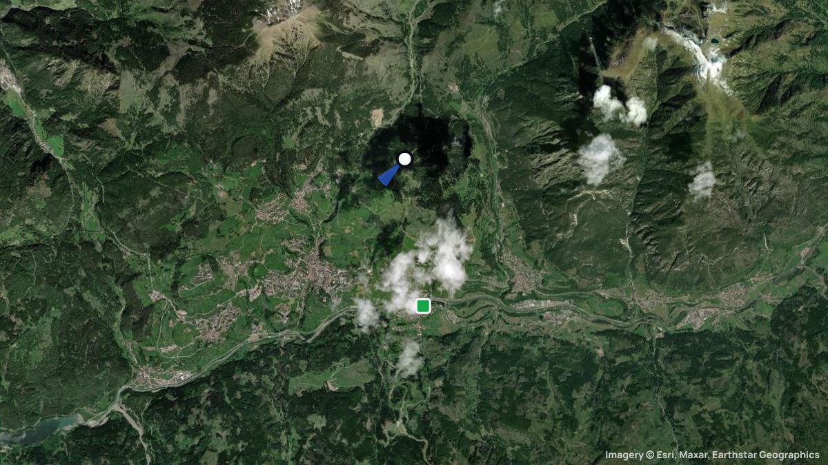 Satellitenkarte von Cucal mit Start- und Landeplätzen