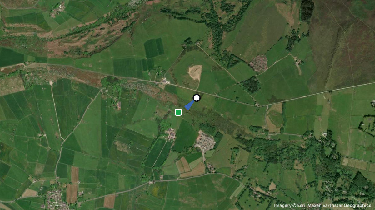 Satellite map of Eyam Edge with its launches and landings