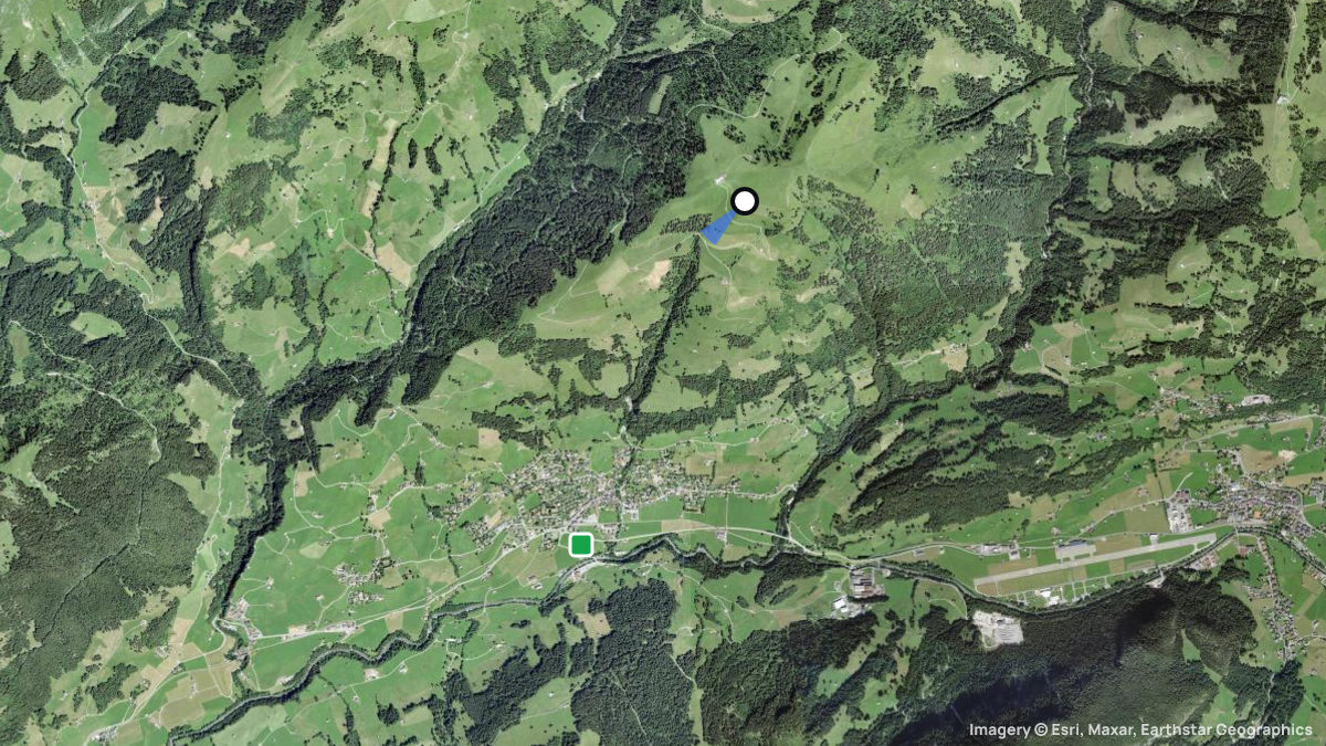 Satellitenkarte von Les Rodoments mit Start- und Landeplätzen