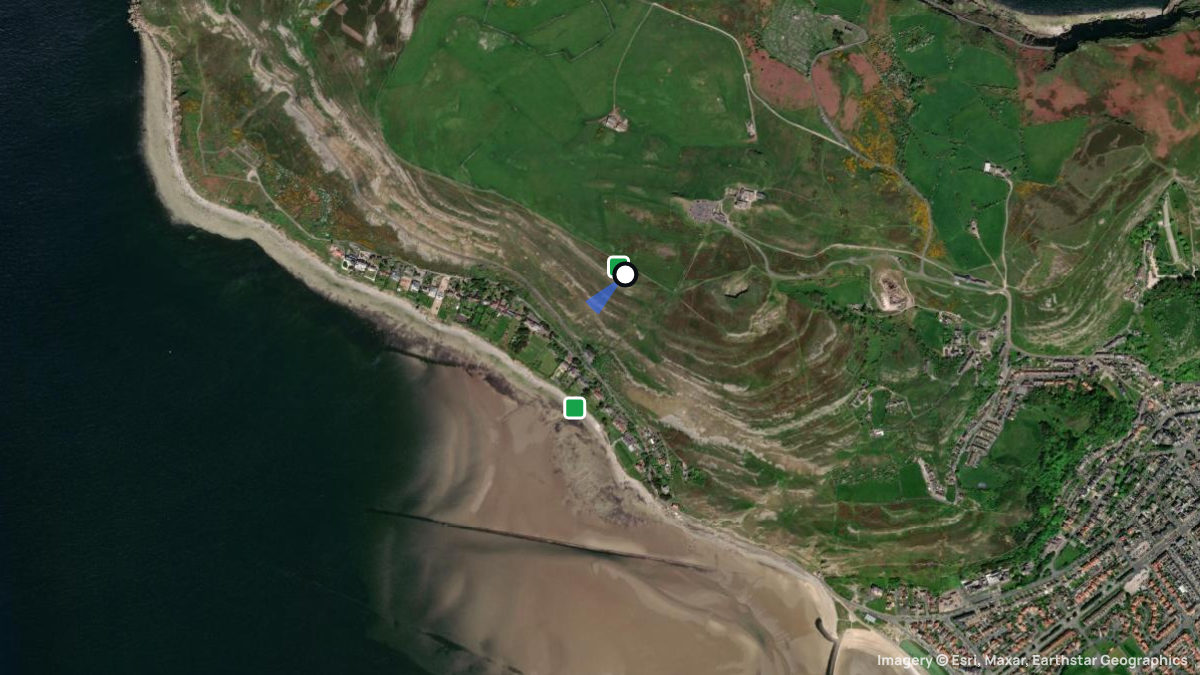 Satellite map of Great Orme with its launches and landings