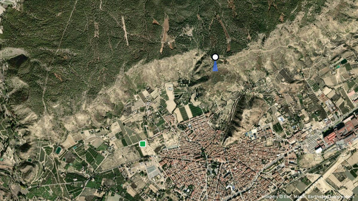 Satellitenkarte von Alhama mit Start- und Landeplätzen