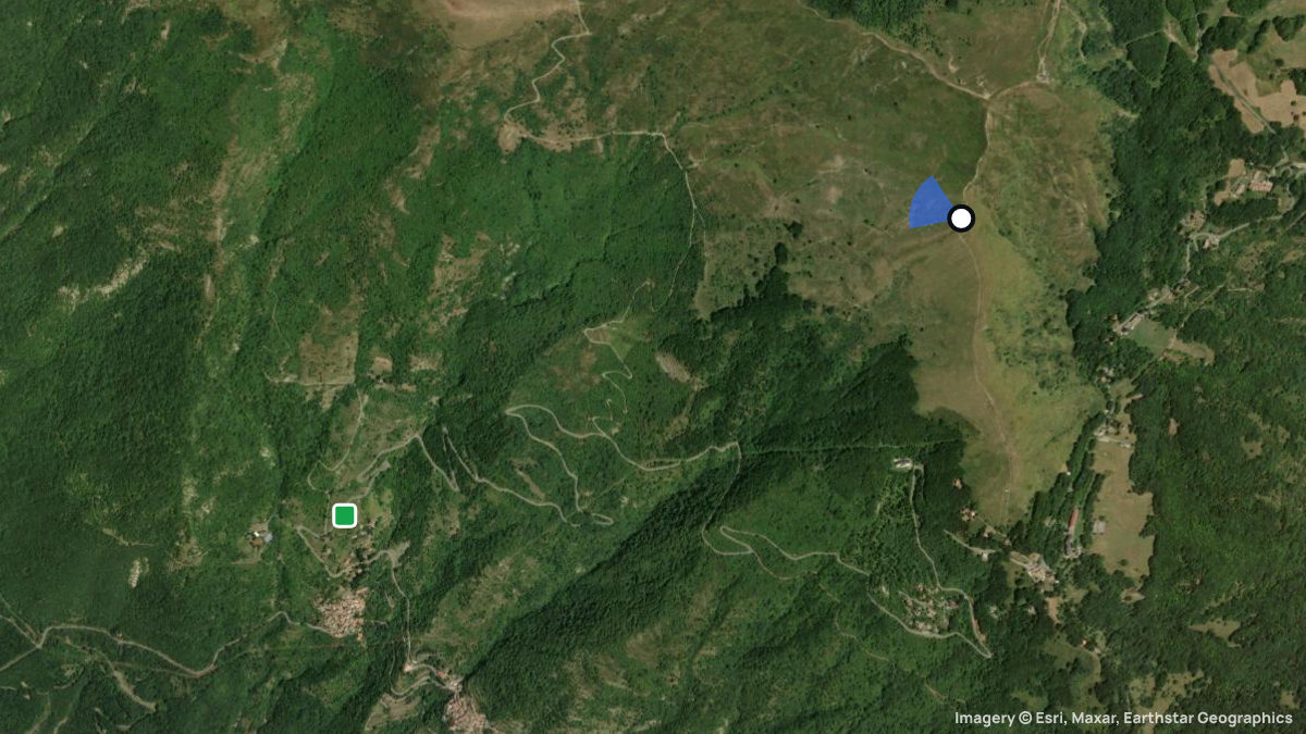 Satellite map of Monte Chiappo with its launches and landings