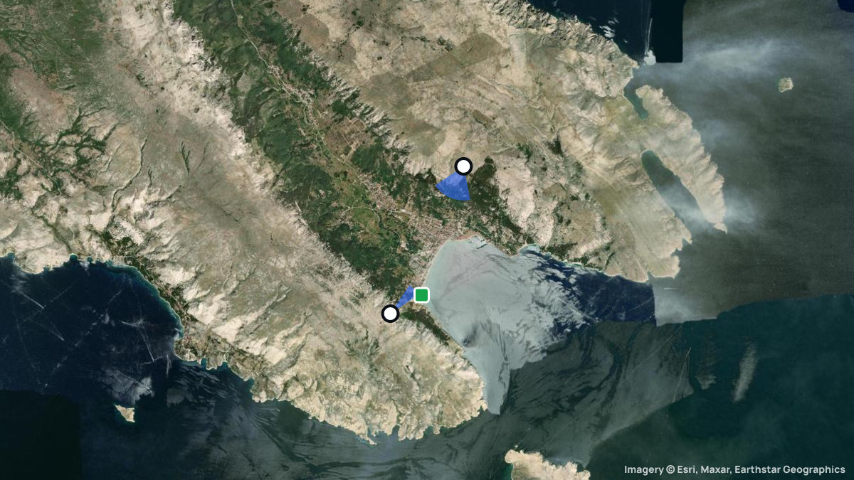 Satellite map of Baska with its launches and landings