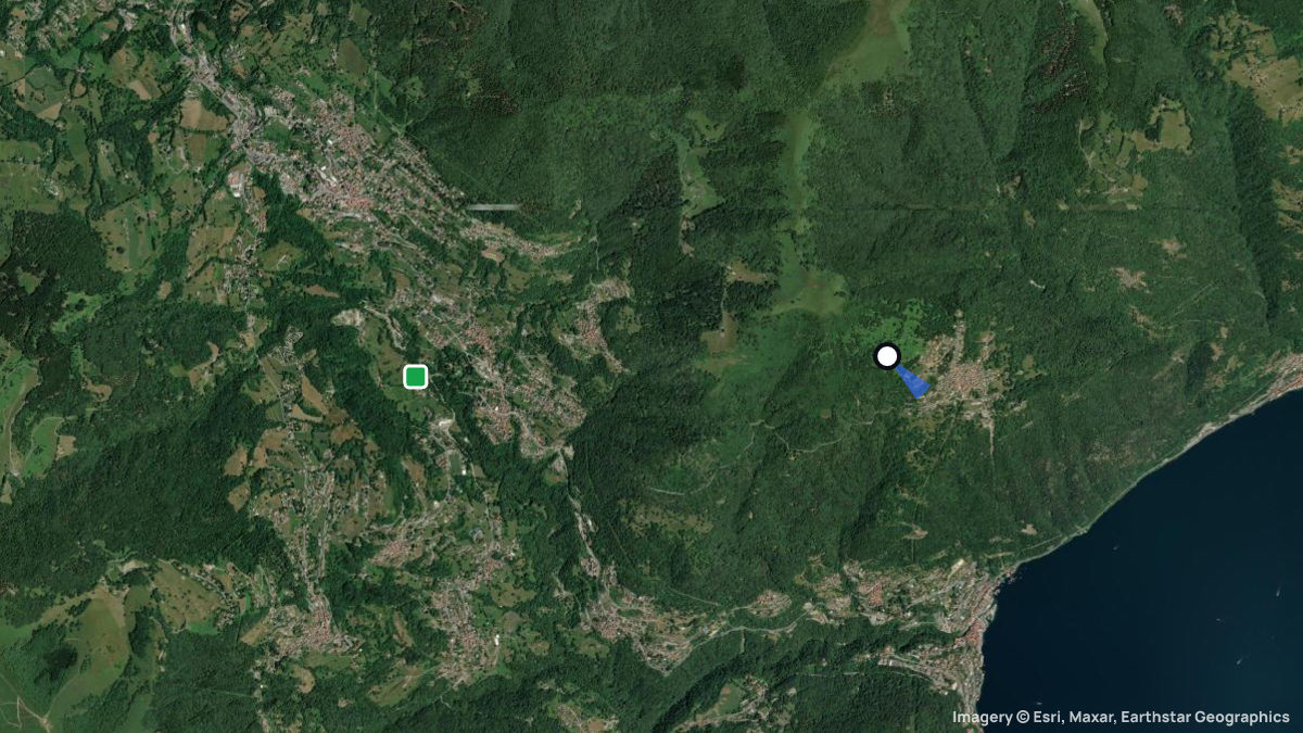 Satellitenkarte von Pigra mit Start- und Landeplätzen