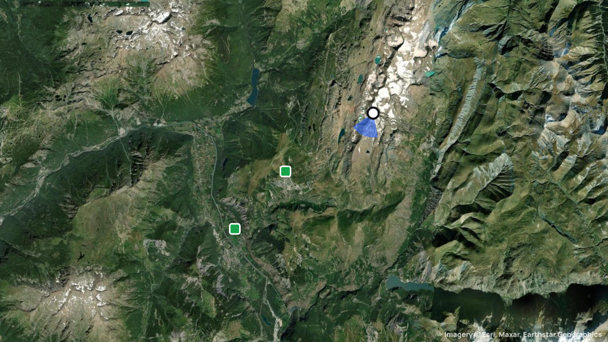 Satellite map of Pic Blanc with its launches and landings