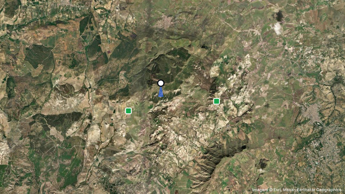 Satellite map of Monte Scala with its launches and landings