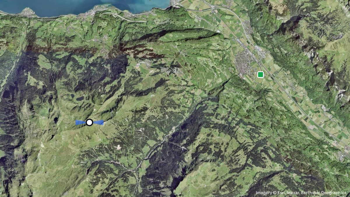 Satellite map of Maschgenkamm with its launches and landings
